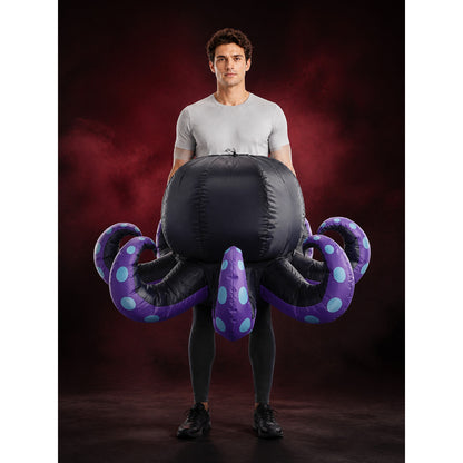 Octopus Inflatable Costume, Black Body with Purple Tentacles and Blue Dots main product view