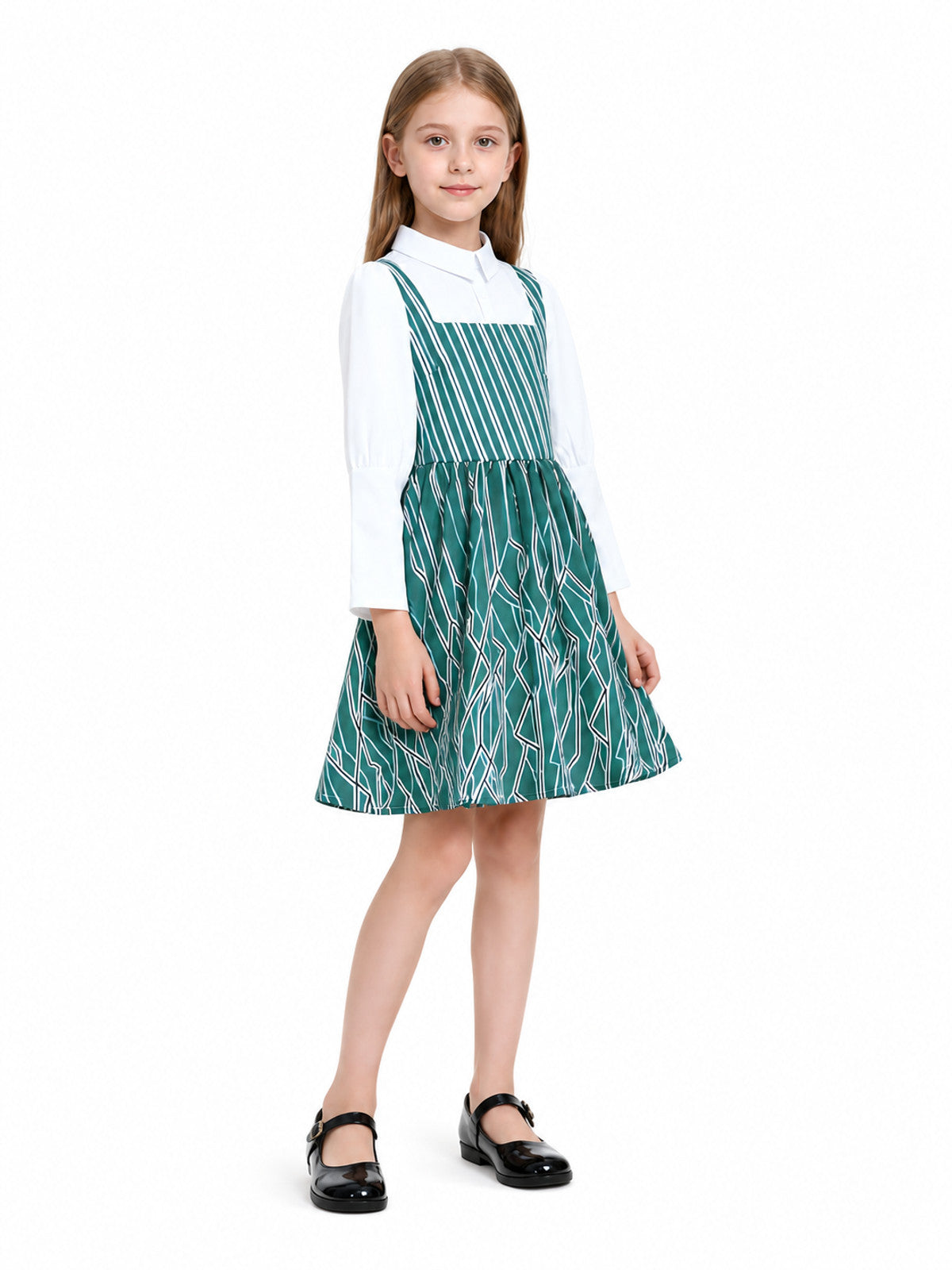 Wicked Elphaba Cosplay Dress, Green with White Blouse Costume Dresses detail