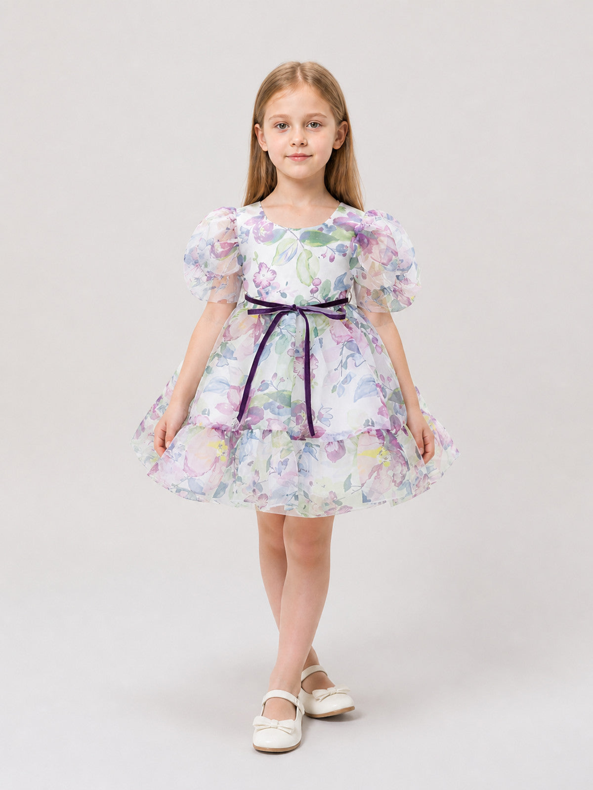 Tutu Dress with Bows and Floral Print for Special Occasions Costume Dresses detail