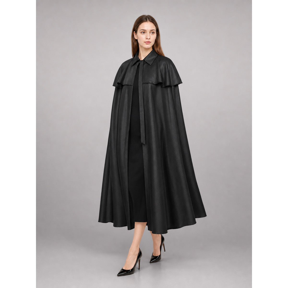 Black Medieval Long Carnival Cloak