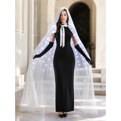 Lighted White Hooded Cape lifestyle