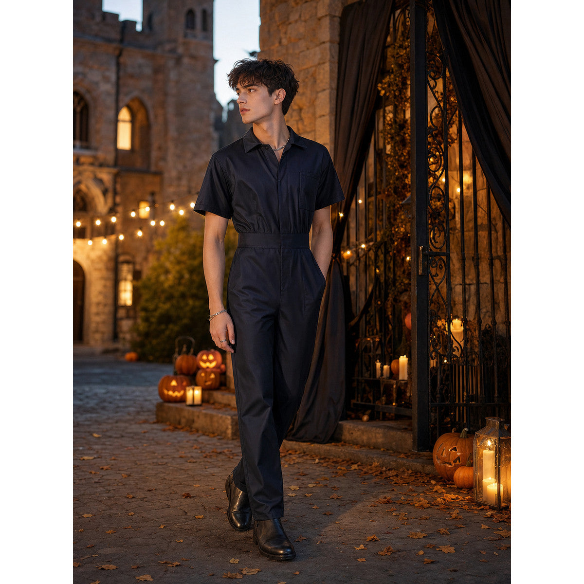 Practical children's short-sleeve jumpsuit lifestyle