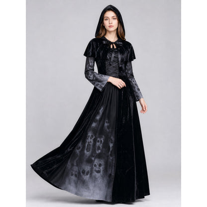 Halloween Gothic Hooded Costume Dress lifestyle
