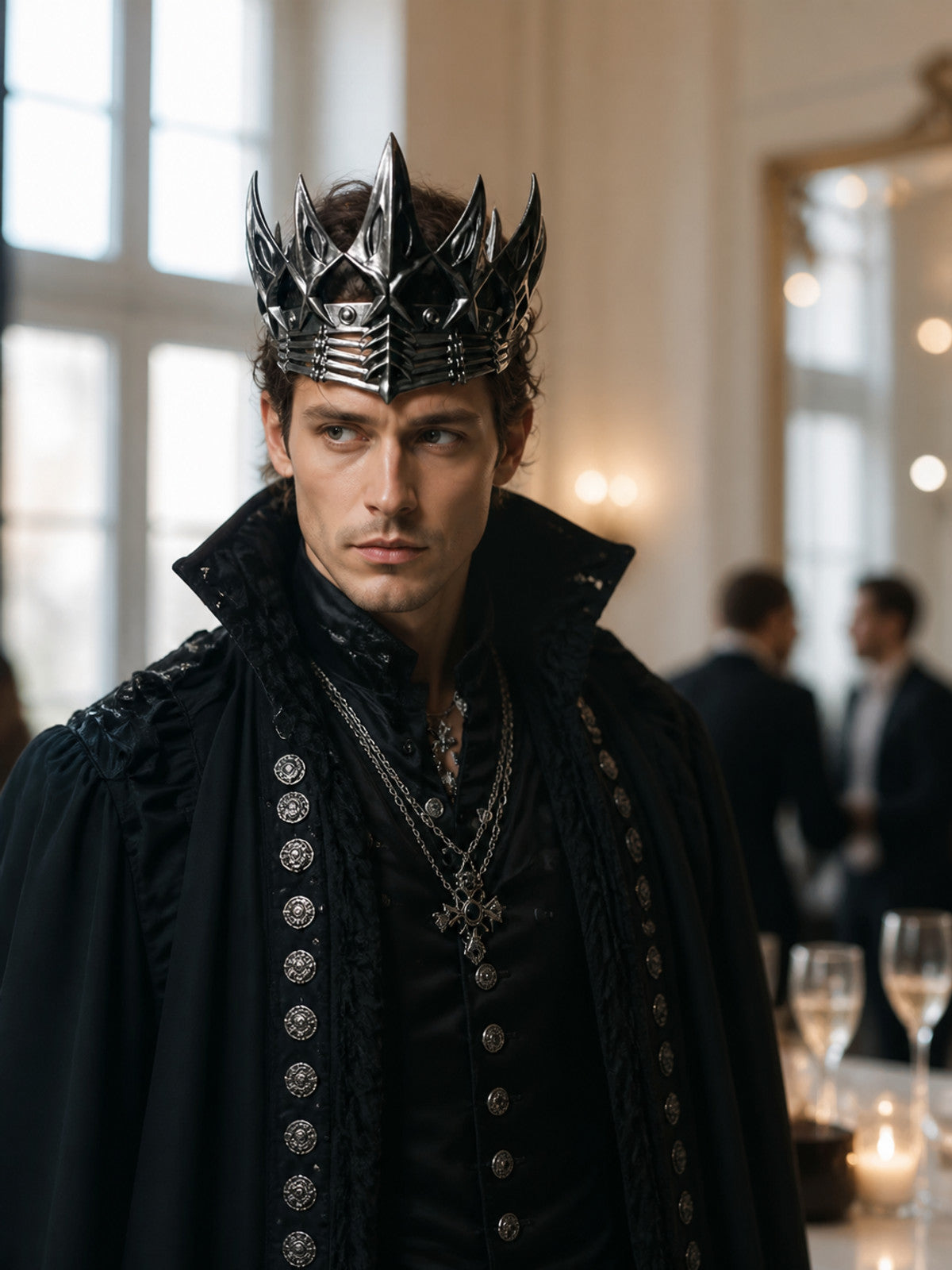 Black-and-Silver Carnival Crown Headpiece lifestyle view