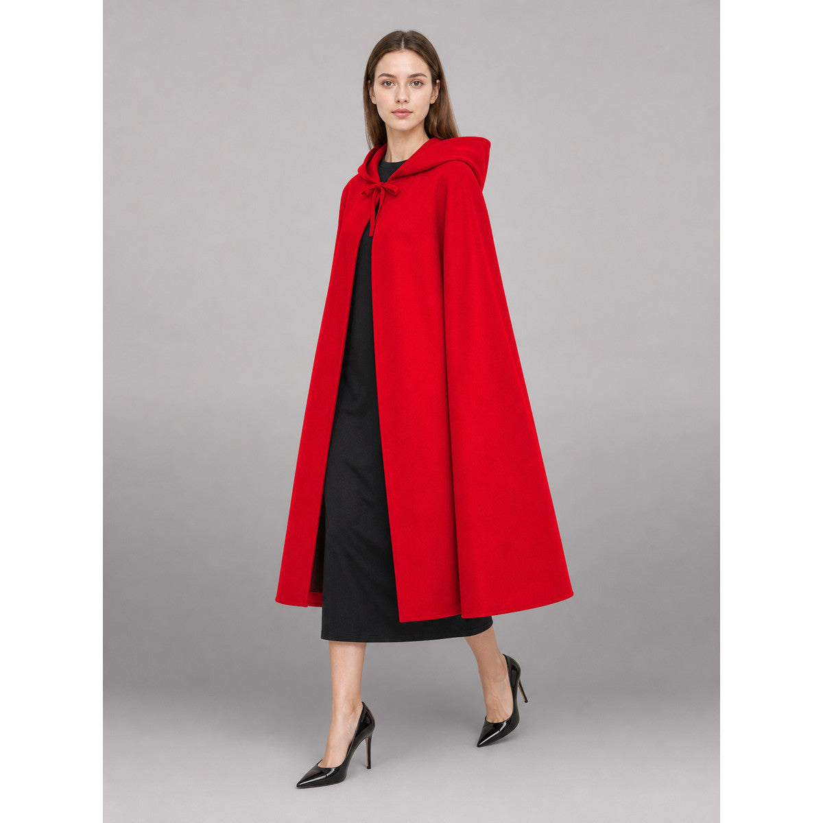 Long Red Hooded Carnival Cape