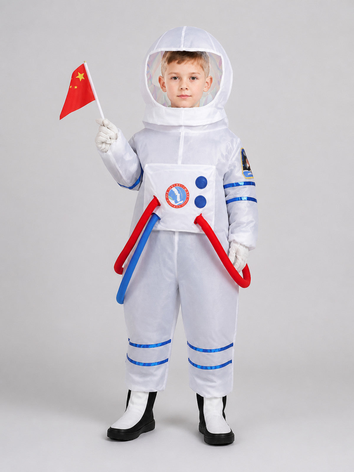 One-Piece Astronaut Costume with Clear Visor, White Costumes detail