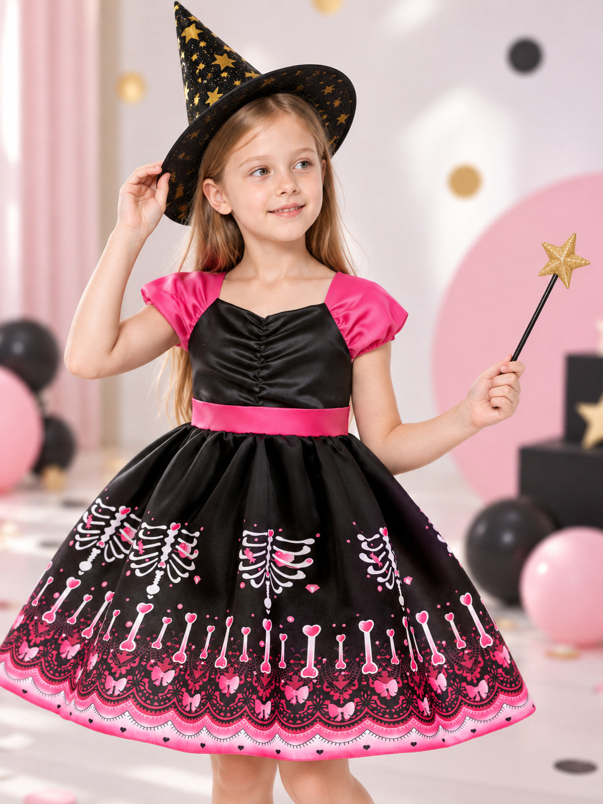 Kids' carnival dress with puffy skirt and hat