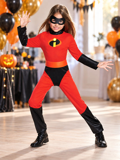 Kids' superhero carnival costume with mask, red