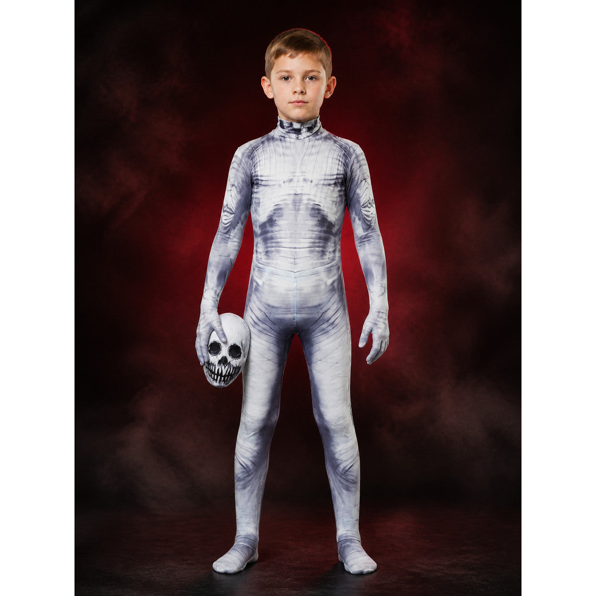 Skeleton Bodysuit Costume, Full Body Skull Print, Halloween Cosplay Outfit main product view