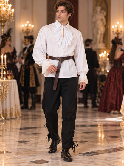 Medieval-Style Costume: White Shirt, Pants, Belt