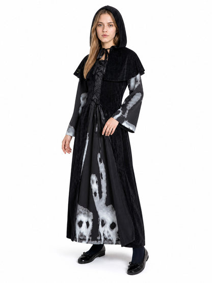 Witch Costume with Cape and Ghost Print Costume Capes detail