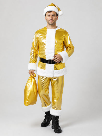 Gold Santa Claus Costume with White Fur Trim, M-XXXL Costumes detail