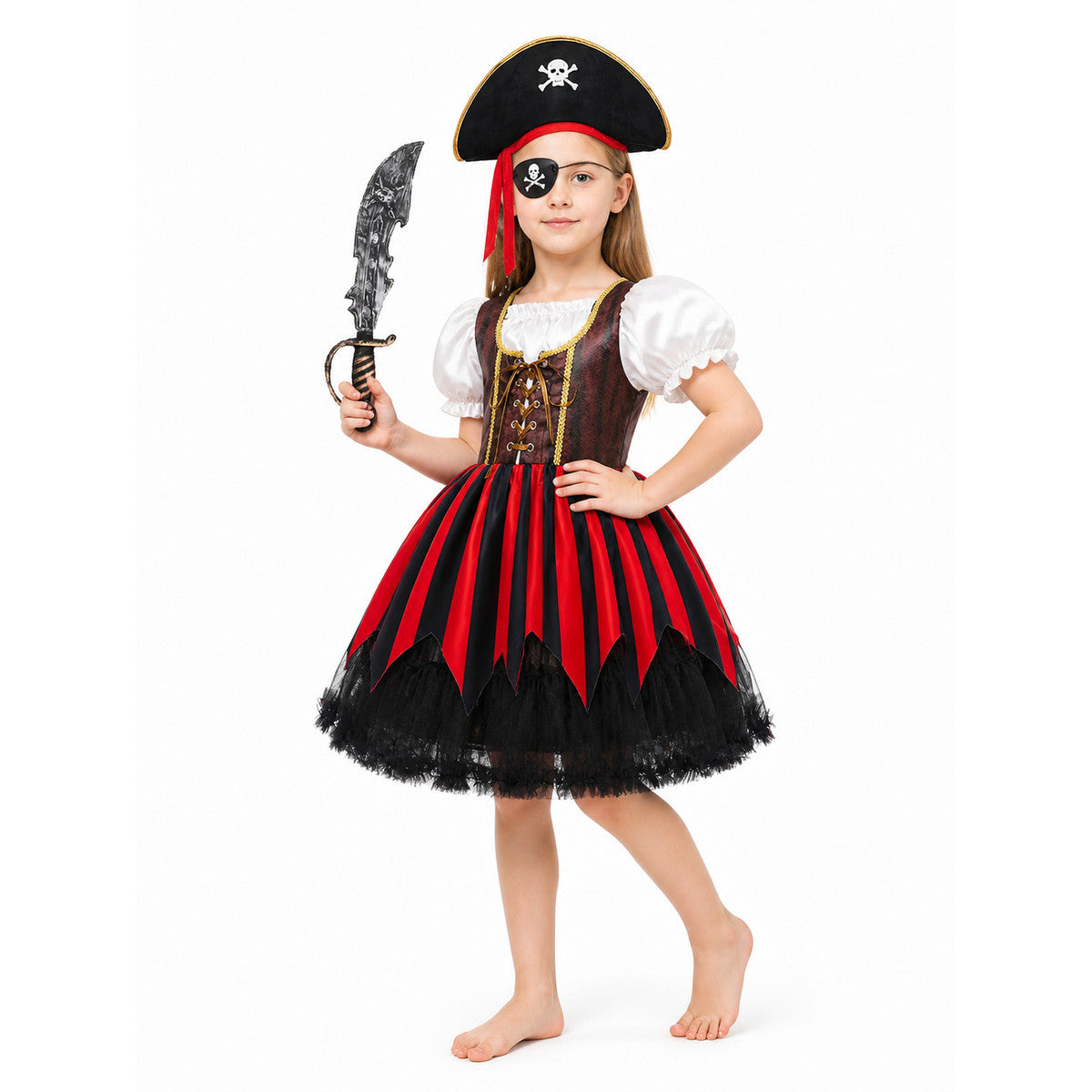 Pirate Costume with Striped Dress and Accessories Costume Dresses detail