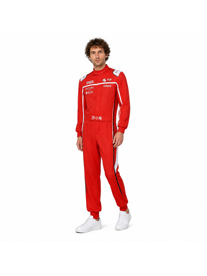 Red Racing Karting Suit with White Stripes