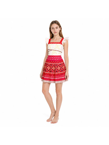 Moana Dress with Geometric Print and Ruffles Costume Dresses detail