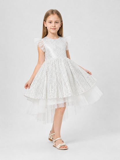 Dressy Sequin Dress with a Full Layered Skirt Costume Dresses detail