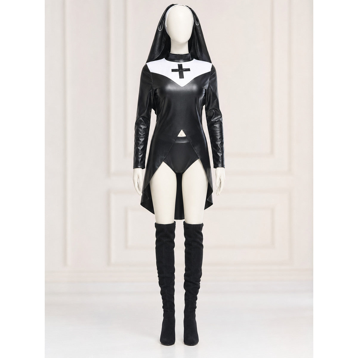 Ritual Robe with Hood, Cross, and Collar lifestyle view