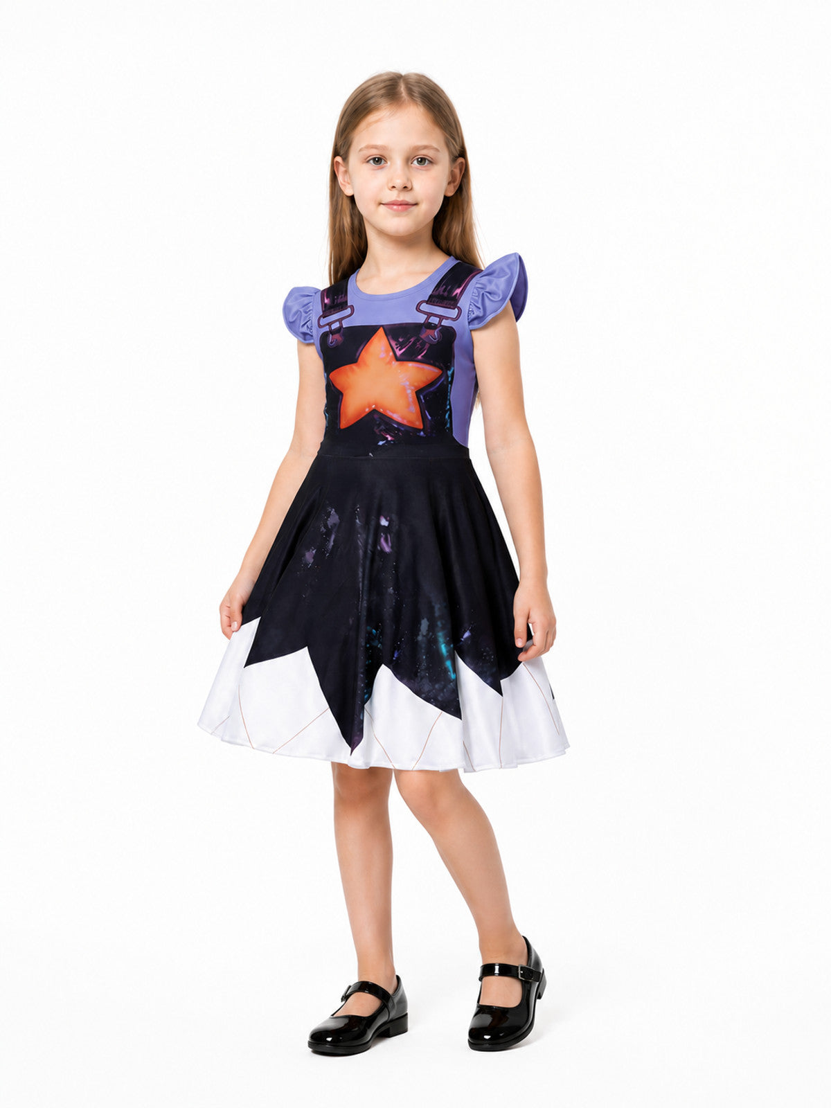 Children's Dress with an Orange Star and Puff Sleeves Costume Dresses detail