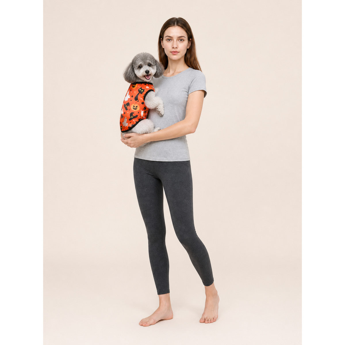 Orange Pet Vest with Halloween Print Costumes detail