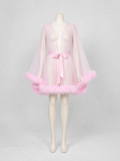 Pink Sheer Adult Cape with Trim