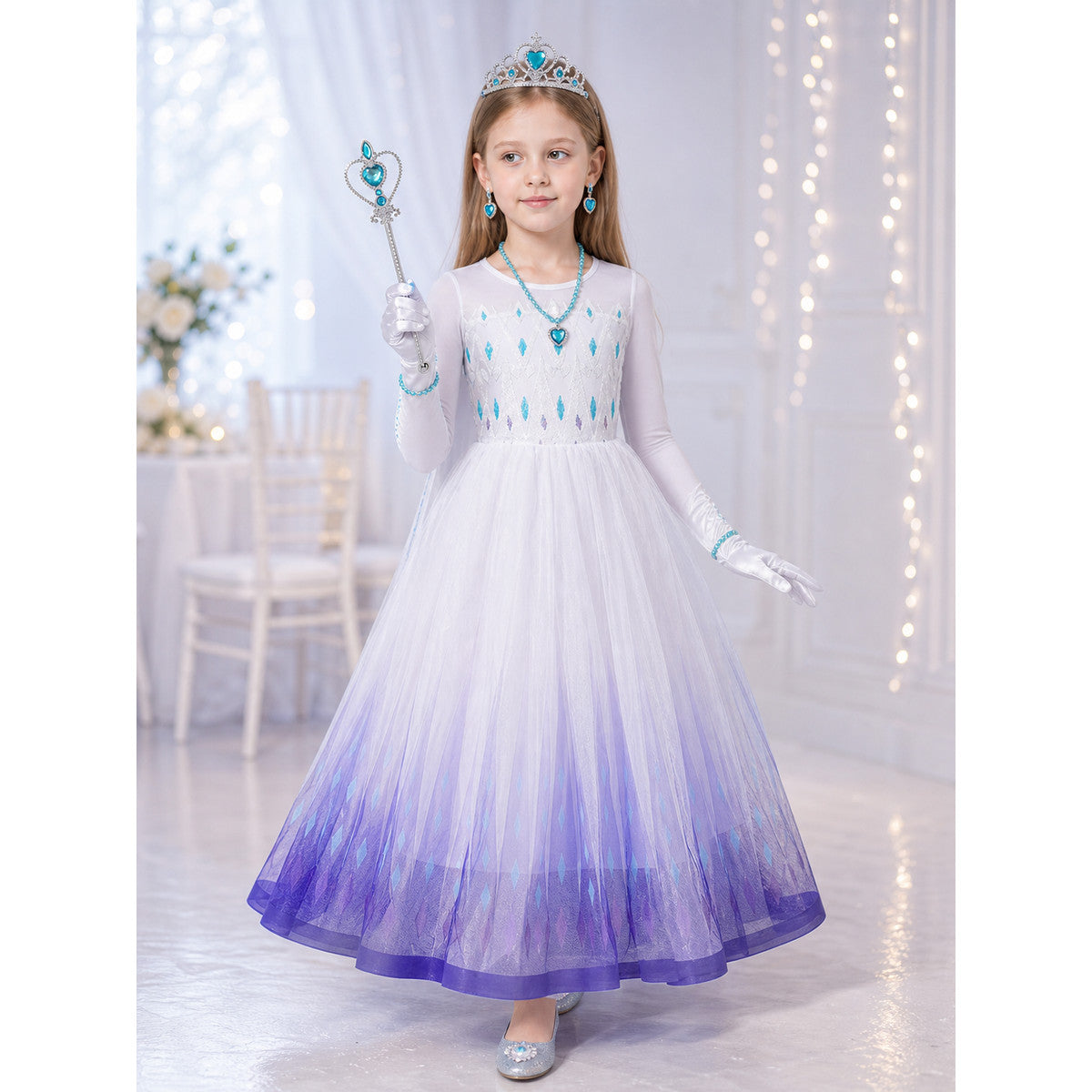 Blue Carnival Dress Costume for Halloween and Cosplay lifestyle view