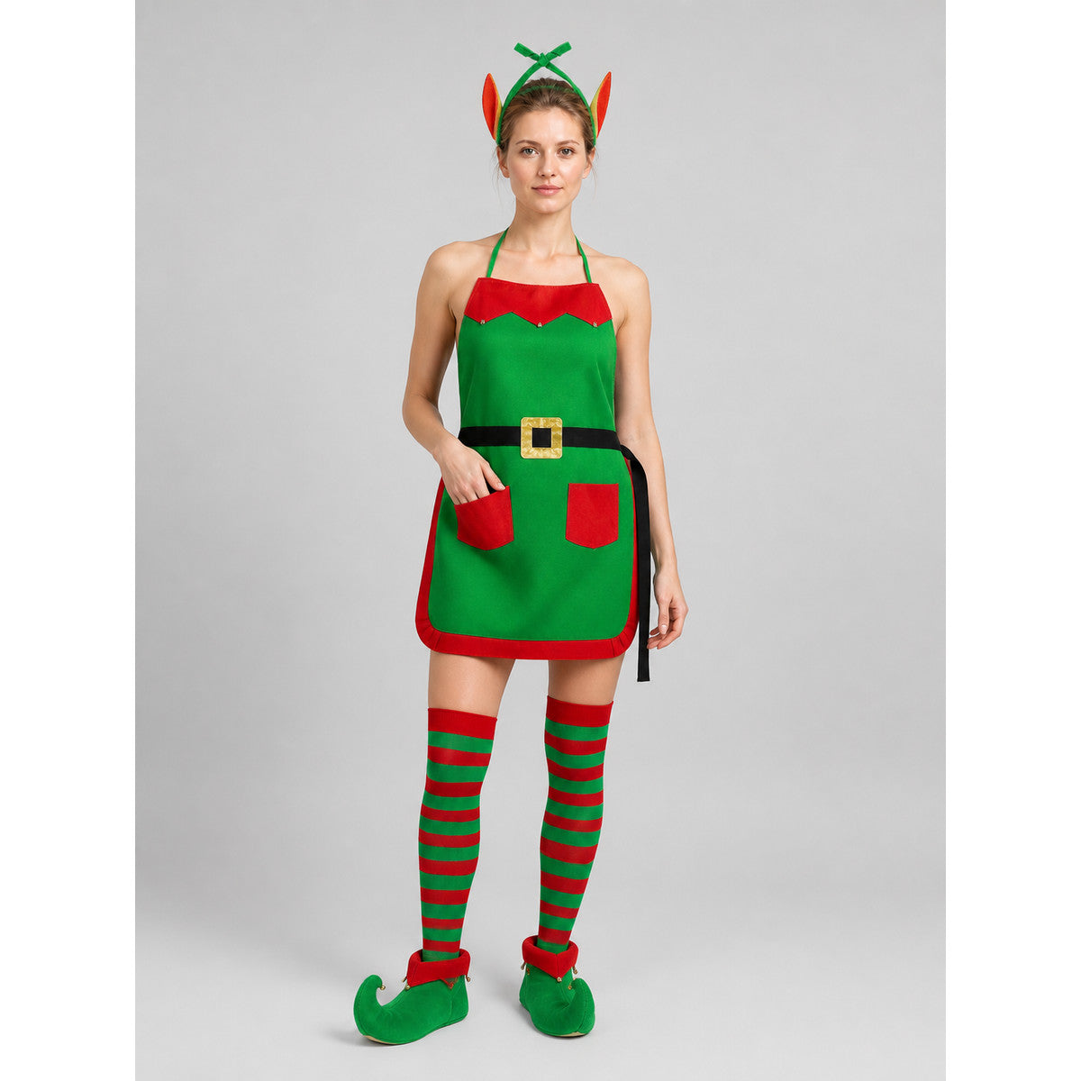 Christmas Elf Costume Apron, 4-Piece Set Costumes detail