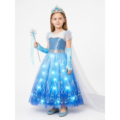 Light-Up Elsa Costume with Train and Snowflakes Costumes detail