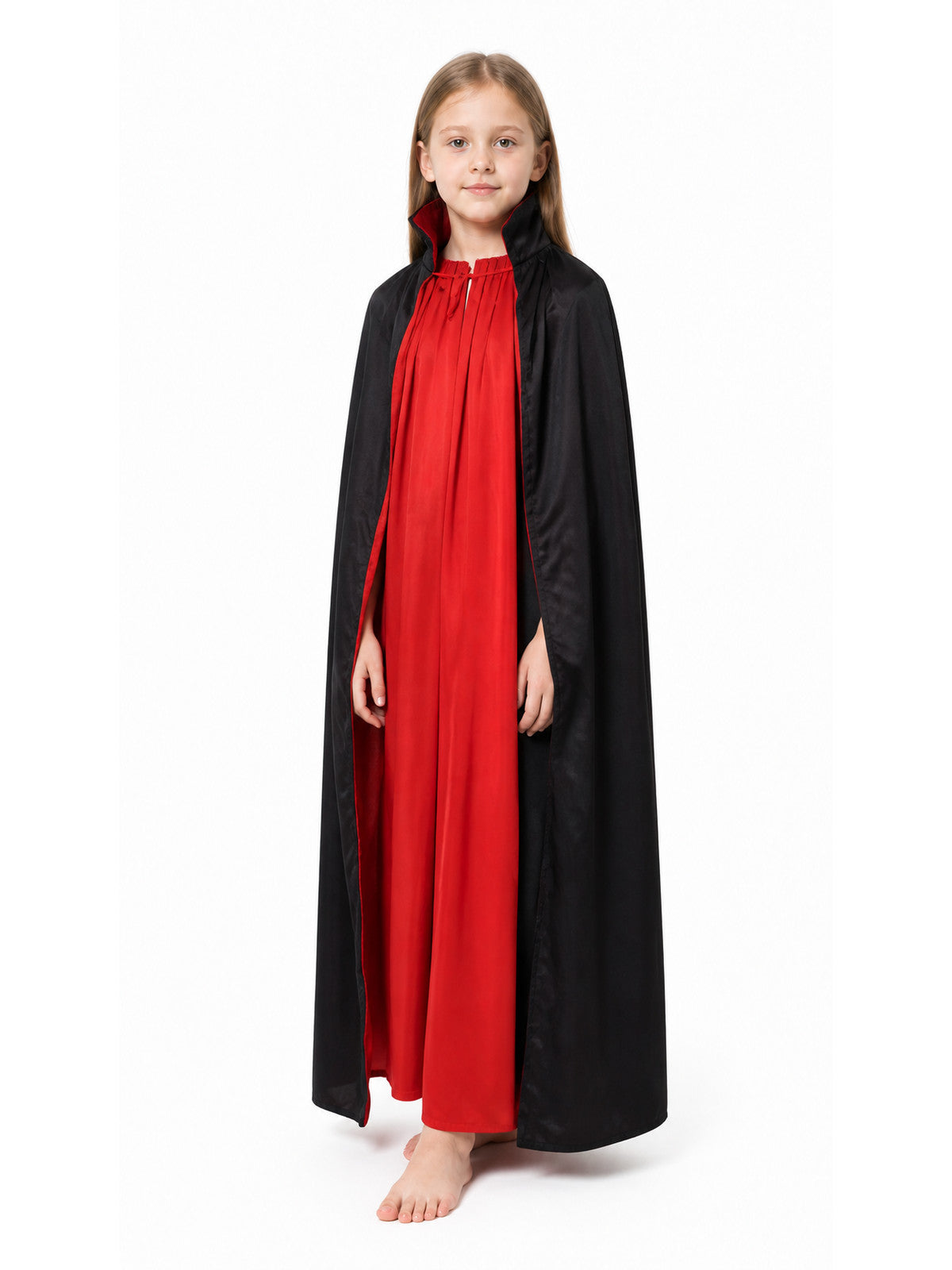 Black and Red Death Cloak with High Collar