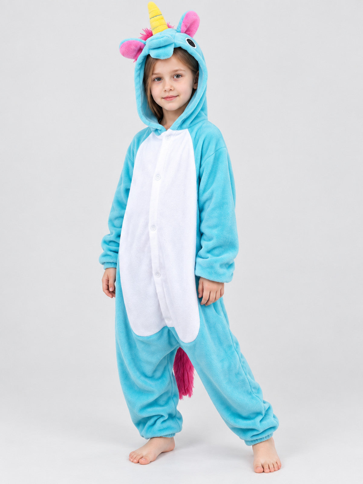 Kids' Flannel Hooded Unicorn Pajama Jumpsuit
