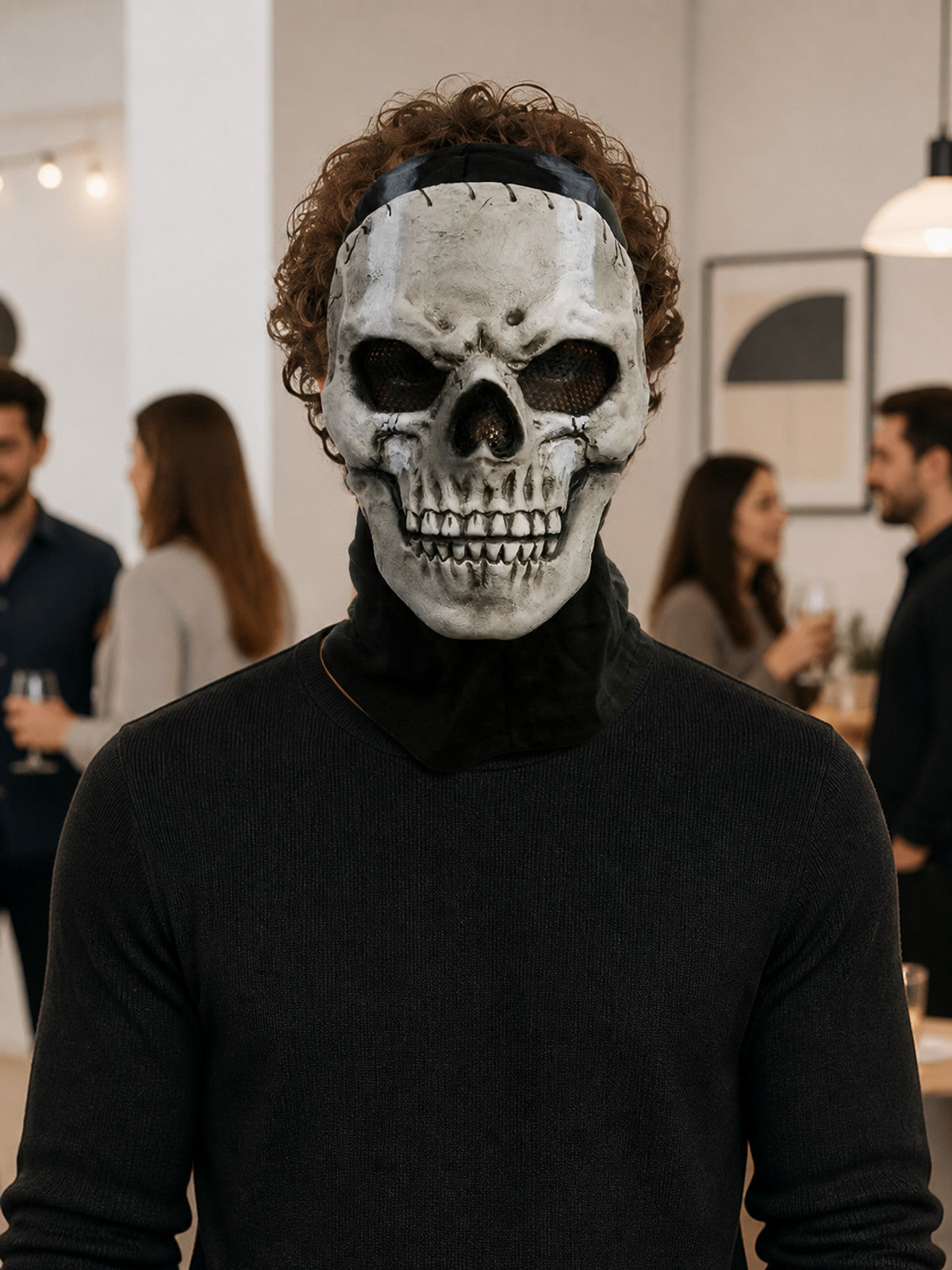 Gray and White Skull Carnival Mask for Halloween
