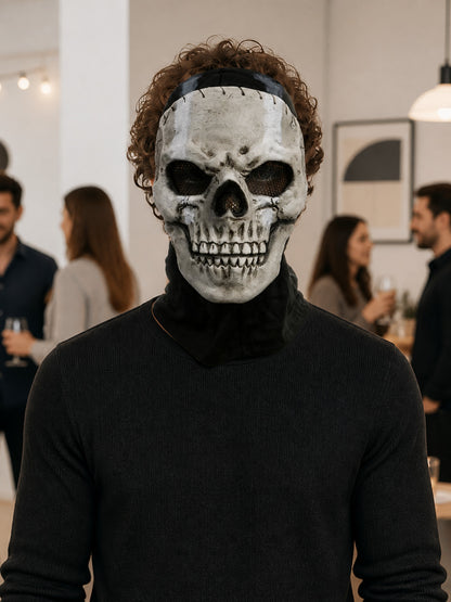 Gray and White Skull Carnival Mask for Halloween