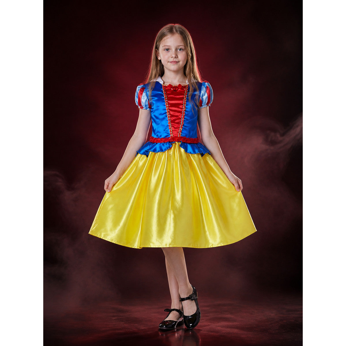 Children's Snow White Princess Costume Dress, Blue Top and Yellow Puffy Skirt main product view