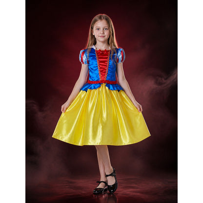 Children's Snow White Princess Costume Dress, Blue Top and Yellow Puffy Skirt main product view