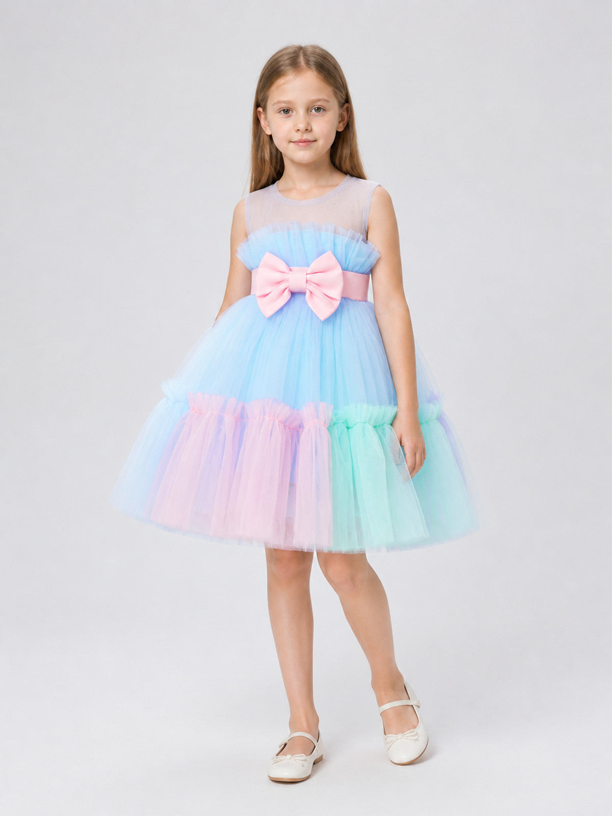 Full Dress with a Layered Mesh Skirt and Bow Costume Dresses detail