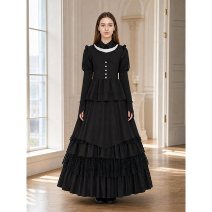 Gothic Dress with a High Collar and Ruffles lifestyle