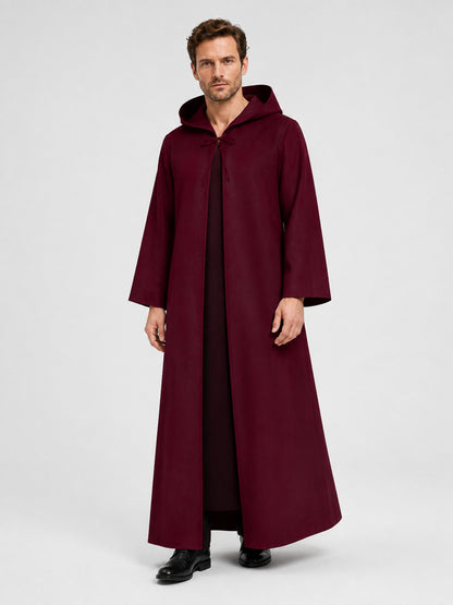 Burgundy Long Hooded Robe with a Relaxed Fit product detail