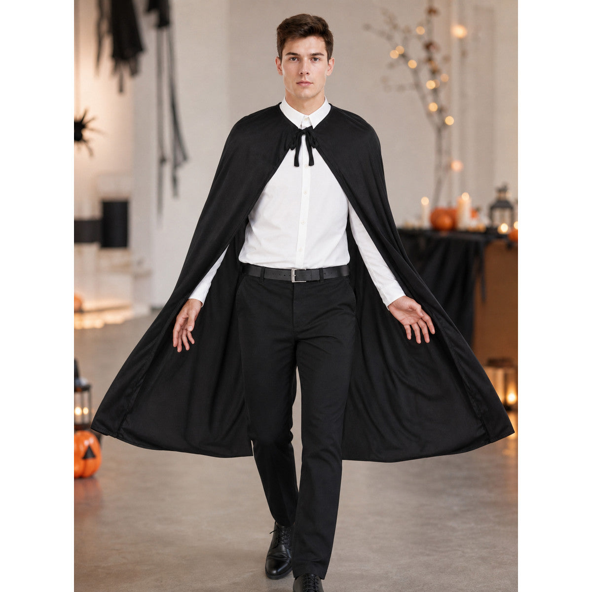 Black Long Cape Cloak for Halloween and Stage lifestyle view