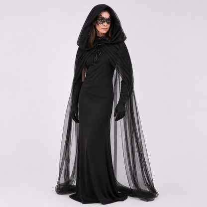 Witch Costume with a Semi-Transparent Cape and Dress Costume Dresses detail