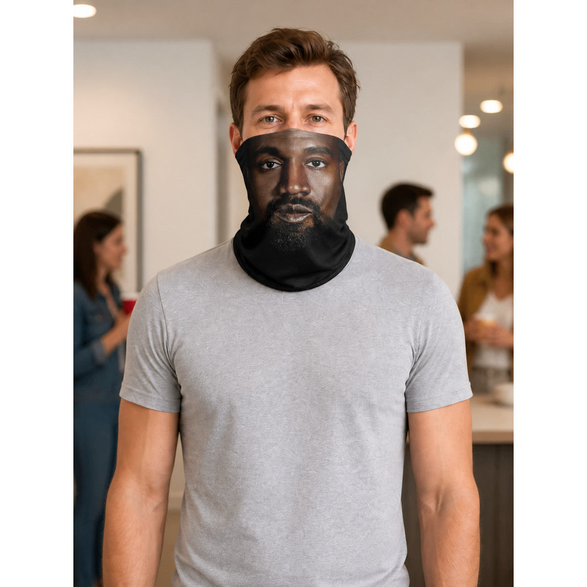 Halloween Mask with a Realistic Face and Black Beard lifestyle view