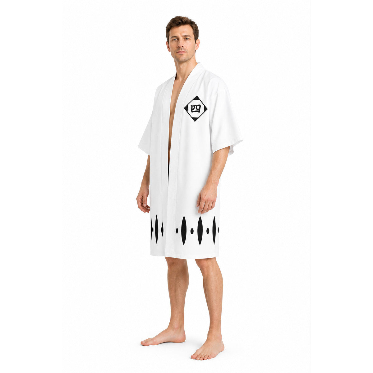 White Kimono with Wide Sleeves for Cosplay Costumes detail