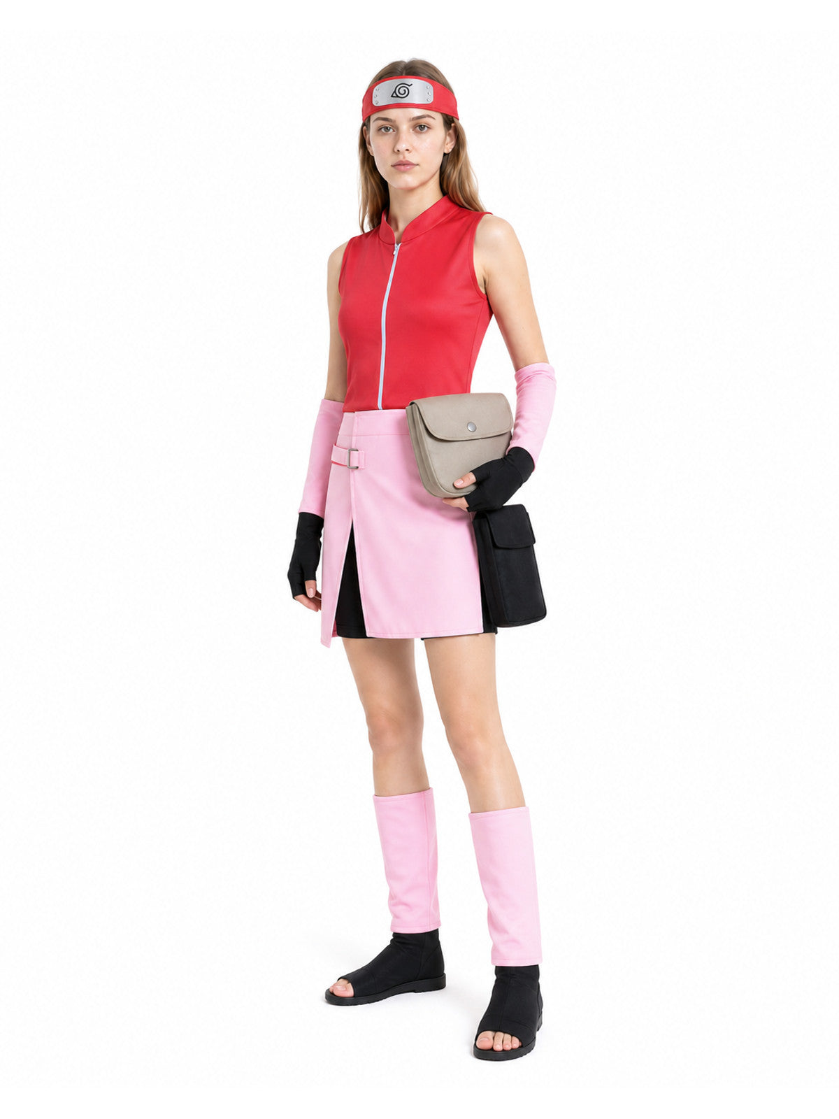 Sakura from Naruto Cosplay Costume with Headband and Gloves