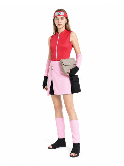 Sakura from Naruto Cosplay Costume with Headband and Gloves