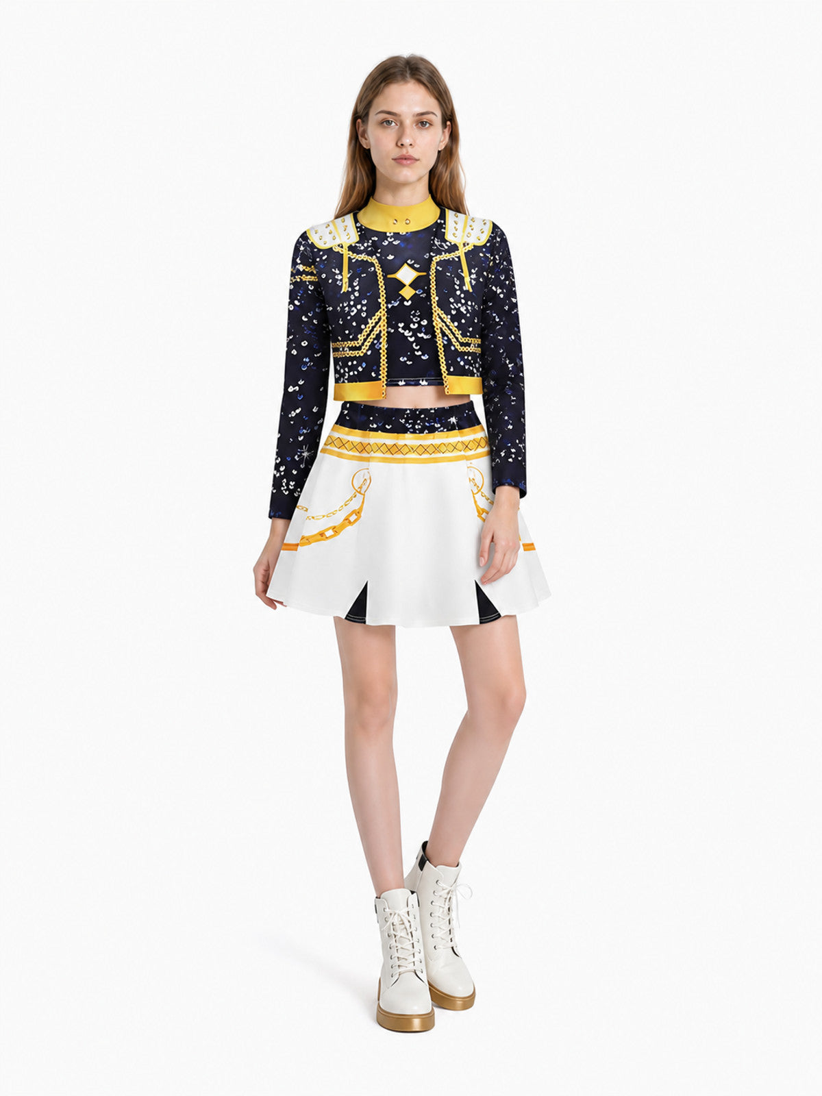 Children's Dark Blue Stage Costume with Jacket and Skirt