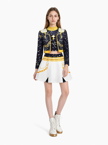 Children's Dark Blue Stage Costume with Jacket and Skirt