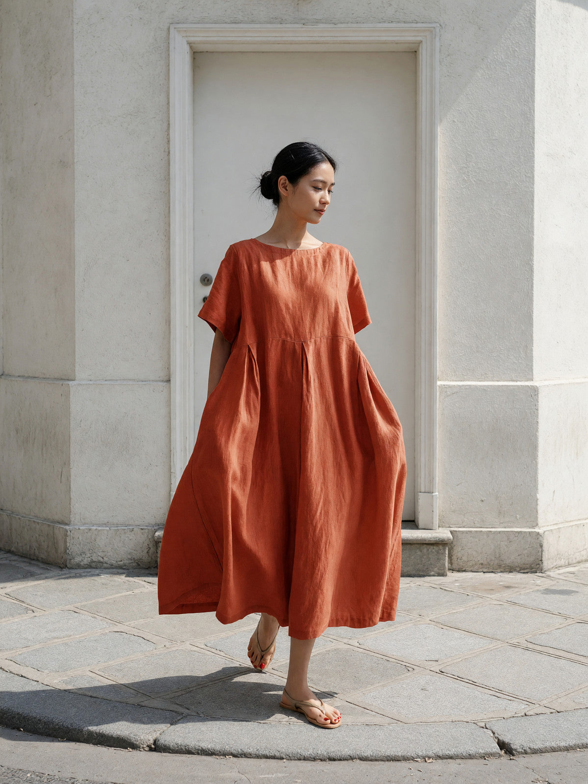 Women’s Orange-Red Loose-Fit Dress product detail