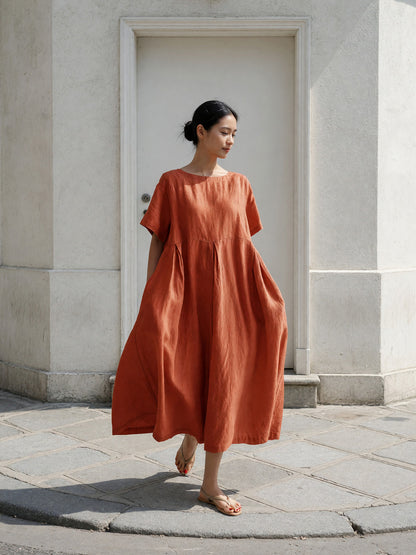 Women’s Orange-Red Loose-Fit Dress product detail