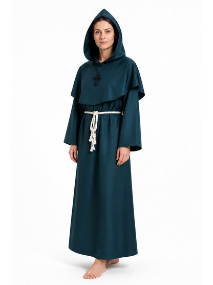 Medieval Hooded Cloak with Belt for Cosplay Costume Capes detail