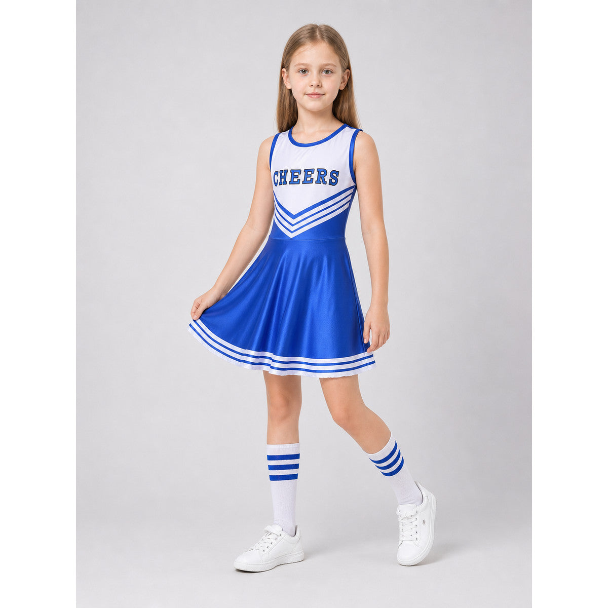 Cheerleading Costume with Pom-Poms and Knee-High Socks lifestyle