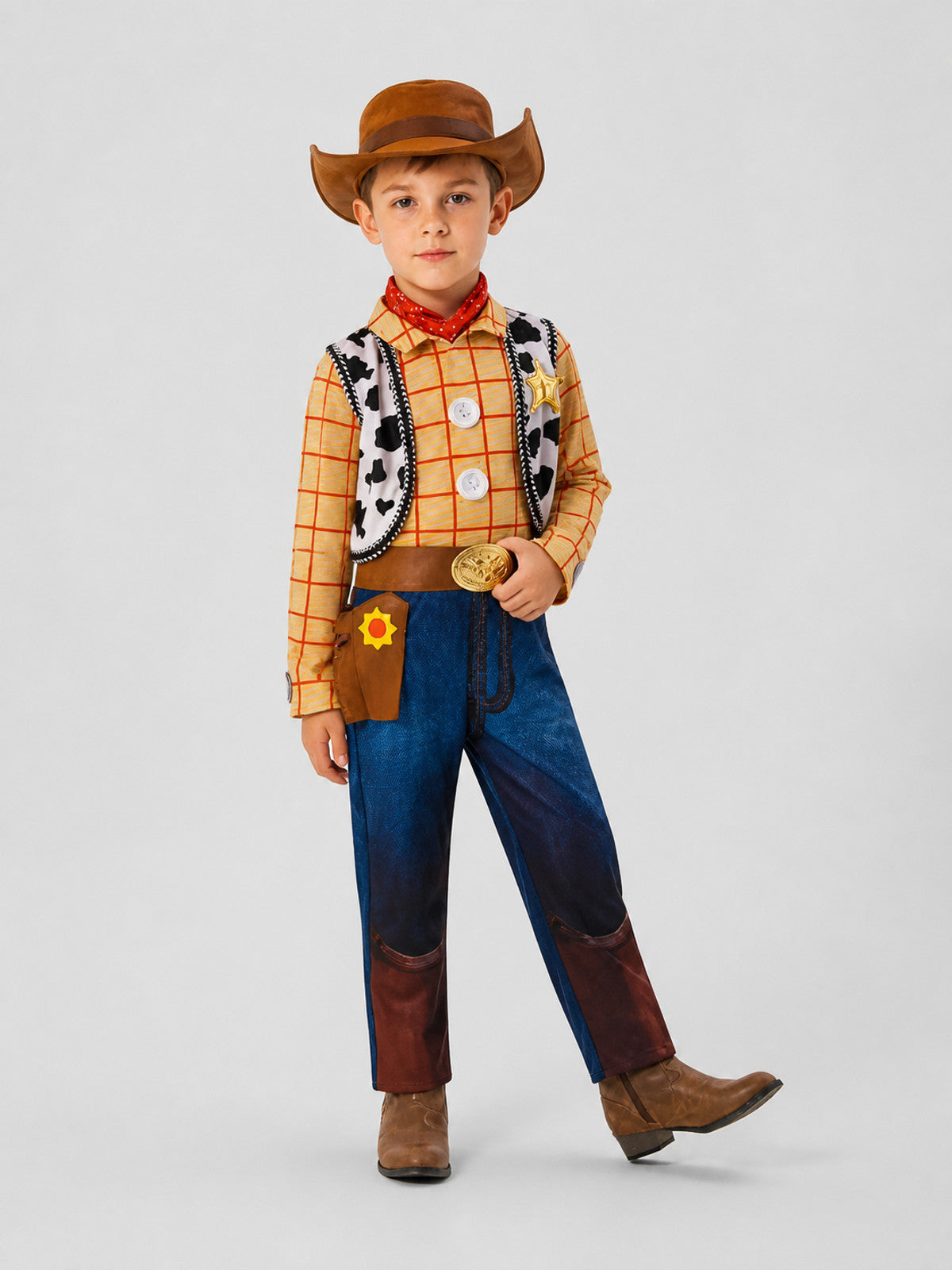 Woody Children's One-Piece Costume with Hat and Scarf Costume Headwear detail