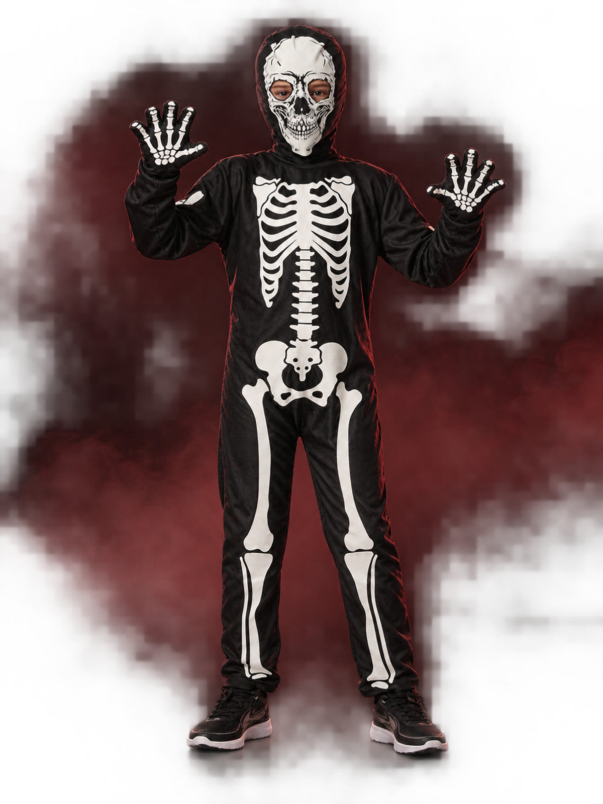 Kids' Glow-in-the-Dark Skeleton Costume with Mask